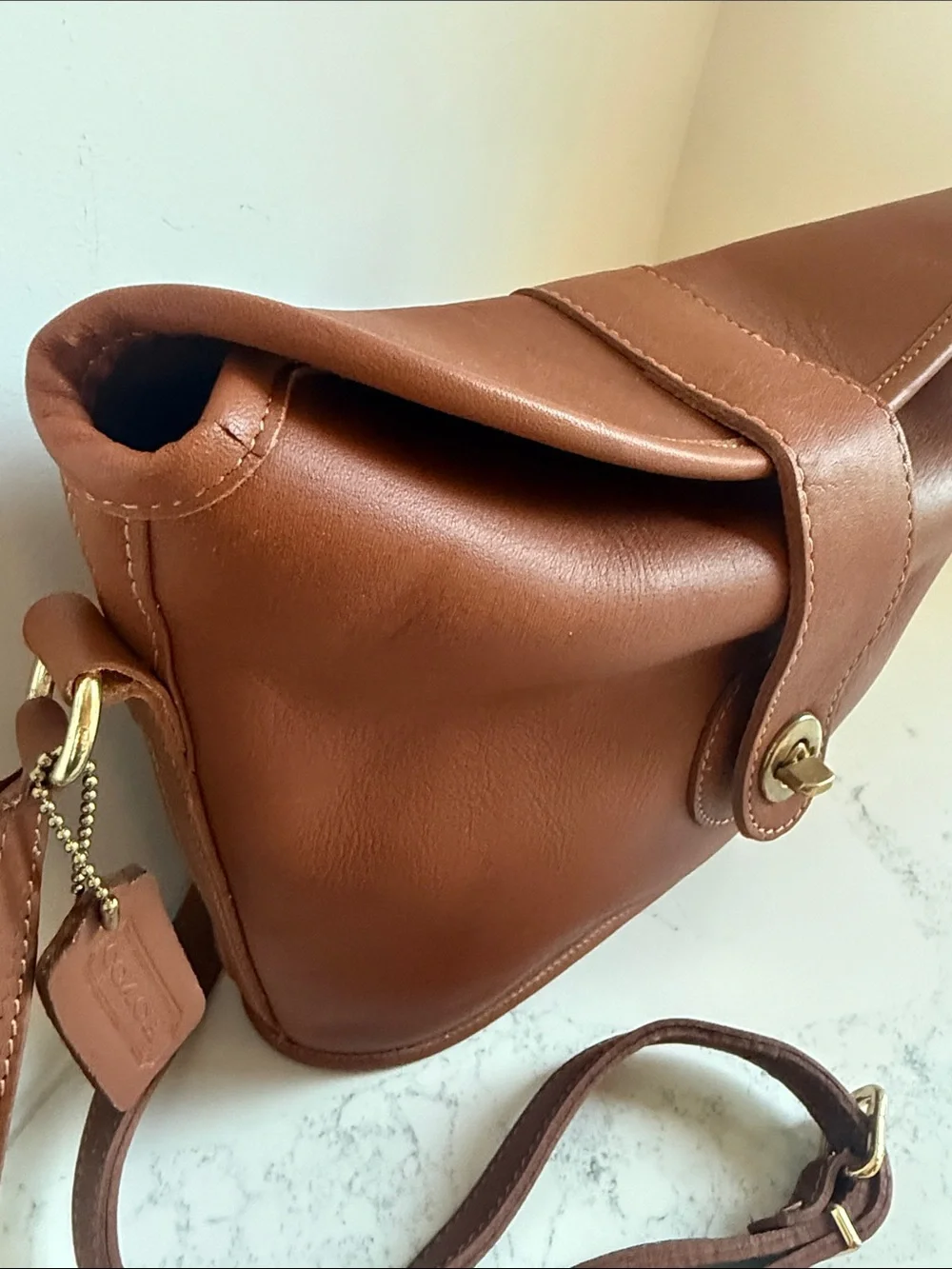 Vintage Coach Nottingham Brown Leather Binocular Crossbody Bag